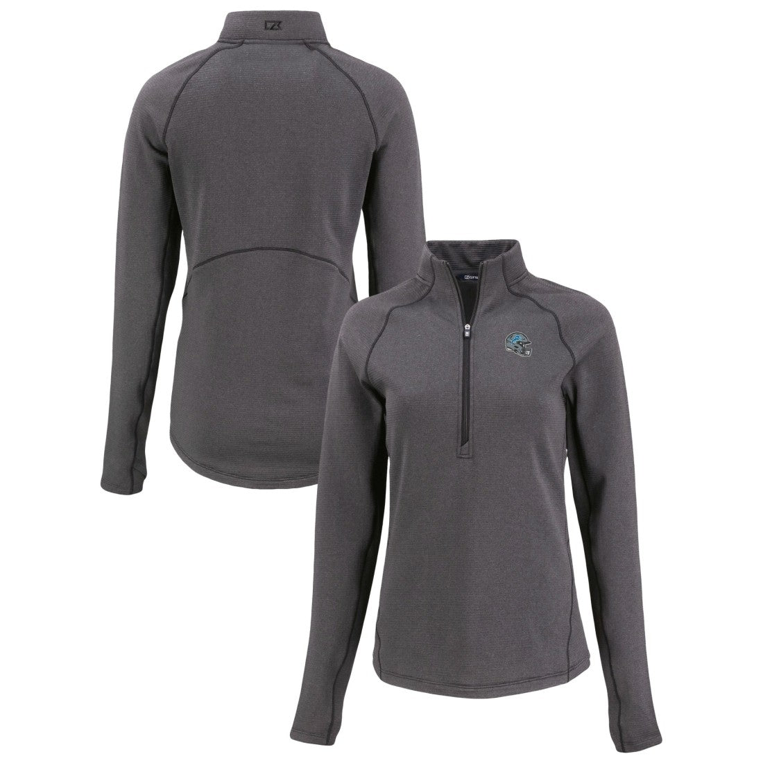 Detroit Lions Cutter & Buck Women's Peshastin Eco Fleece Recycled Tri-Blend Raglan Half-Zip Jacket Heather Black - NFL