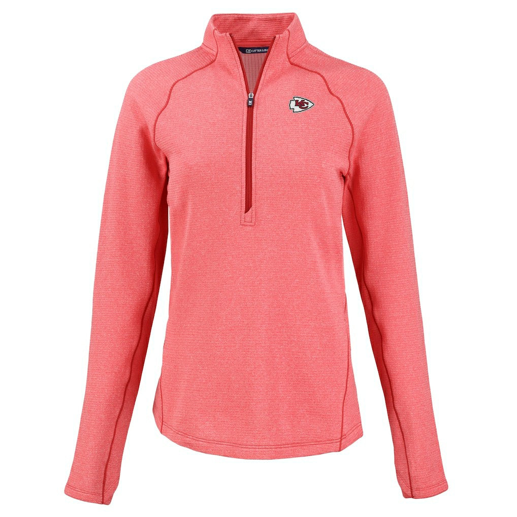 Kansas City Chiefs Cutter & Buck Women's Peshastin Eco Fleece Recycled Tri-Blend Raglan Half-Zip Jacket Heather Red - NFL