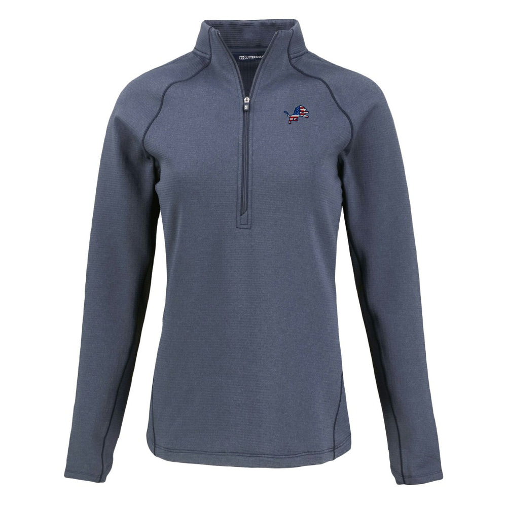 Detroit Lions Cutter & Buck Women's Americana Peshastin Eco Fleece Recycled Tri-Blend Raglan Half-Zip Jacket Heather Navy - NFL