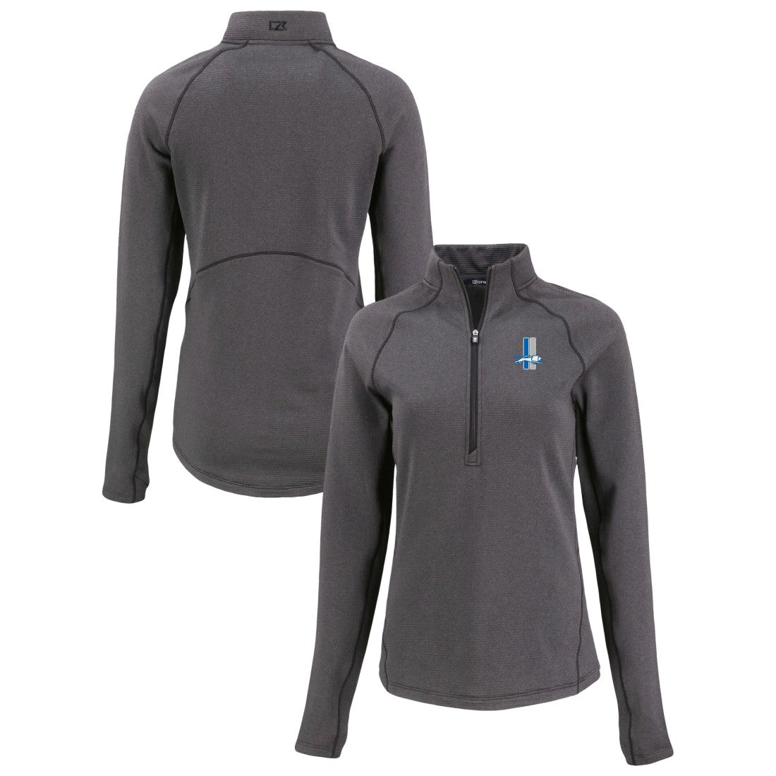 Detroit Lions Cutter & Buck Women's Peshastin Eco Fleece Recycled Tri-Blend Raglan Half-Zip Jacket Heather Black - NFL