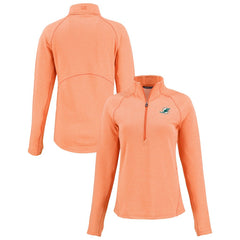 Miami Dolphins Cutter & Buck Women's Peshastin Eco Fleece Recycled Tri-Blend Raglan Half-Zip Jacket Heather Orange - NFL