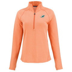 Miami Dolphins Cutter & Buck Women's Peshastin Eco Fleece Recycled Tri-Blend Raglan Half-Zip Jacket Heather Orange - NFL