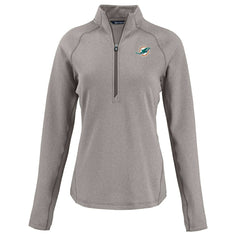 Miami Dolphins Cutter & Buck Women's Peshastin Eco Fleece Recycled Tri-Blend Raglan Half-Zip Jacket Heather Gray - NFL