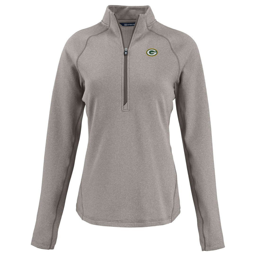 Green Bay Packers Cutter & Buck Women's Peshastin Eco Fleece Recycled Tri-Blend Raglan Half-Zip Jacket Heather Gray - NFL
