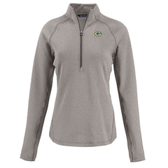Green Bay Packers Cutter & Buck Women's Peshastin Eco Fleece Recycled Tri-Blend Raglan Half-Zip Jacket Heather Gray - NFL