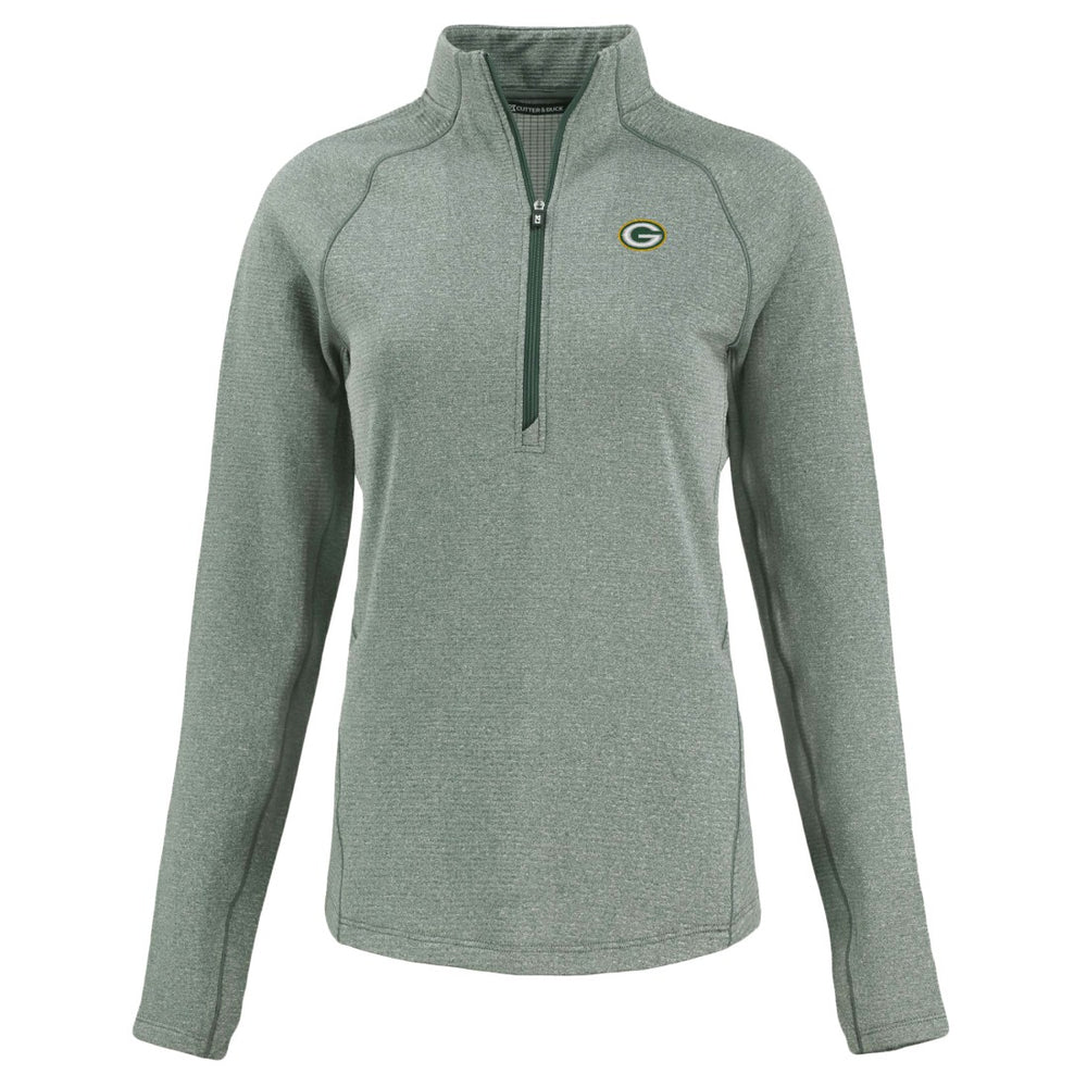 Green Bay Packers Cutter & Buck Women's Peshastin Eco Fleece Recycled Tri-Blend Raglan Half-Zip Jacket Heather Green - NFL