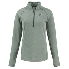 Green Bay Packers Cutter & Buck Women's Peshastin Eco Fleece Recycled Tri-Blend Raglan Half-Zip Jacket Heather Green - NFL