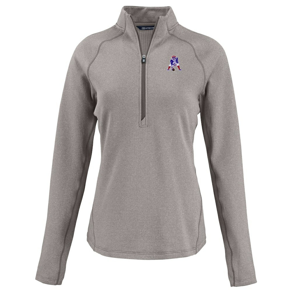 New England Patriots Cutter & Buck Women's Peshastin Eco Fleece Recycled Tri-Blend Raglan Half-Zip Jacket Heather Gray - NFL