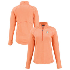 Miami Dolphins Cutter & Buck Women's Peshastin Eco Fleece Recycled Tri-Blend Raglan Half-Zip Jacket Heather Orange - NFL