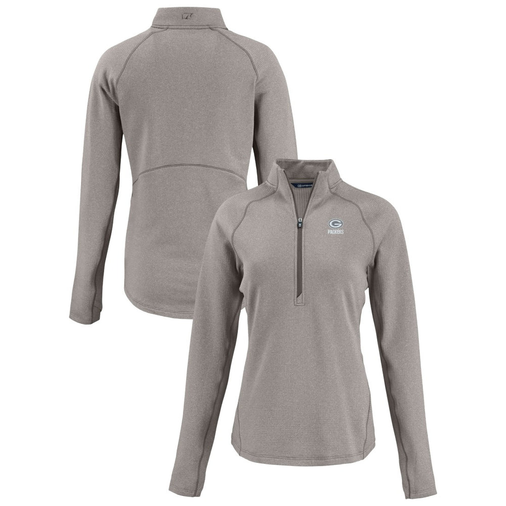 Green Bay Packers Cutter & Buck Women's Peshastin Eco Fleece Recycled Tri-Blend Raglan Half-Zip Jacket Heather Gray - NFL