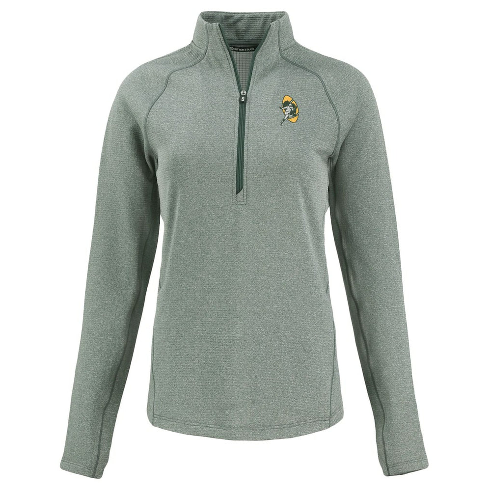 Green Bay Packers Cutter & Buck Women's Peshastin Eco Fleece Recycled Tri-Blend Raglan Half-Zip Jacket Heather Green - NFL