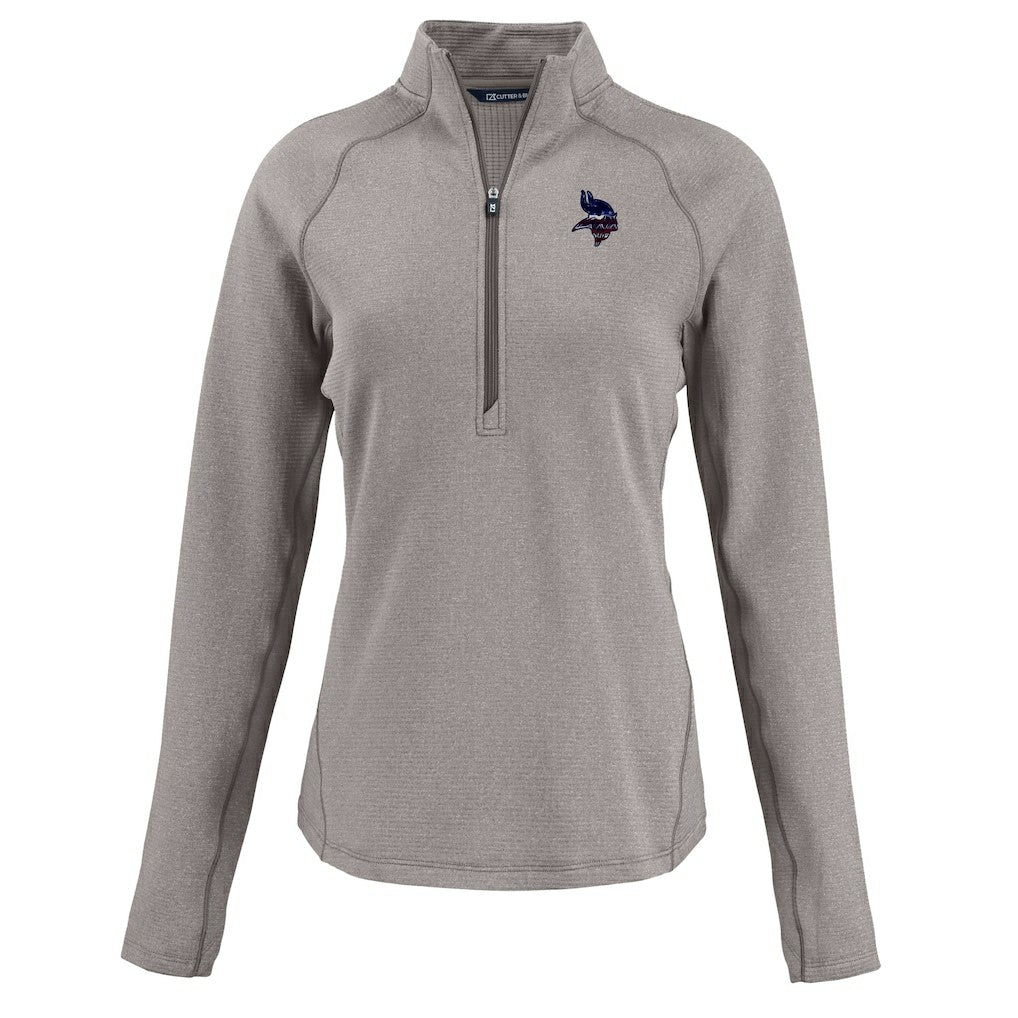 Minnesota Vikings Cutter & Buck Women's Americana Peshastin Eco Fleece Recycled Tri-Blend Raglan Half-Zip Jacket Heather Gray - NFL