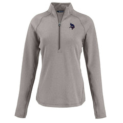 Minnesota Vikings Cutter & Buck Women's Americana Peshastin Eco Fleece Recycled Tri-Blend Raglan Half-Zip Jacket Heather Gray - NFL