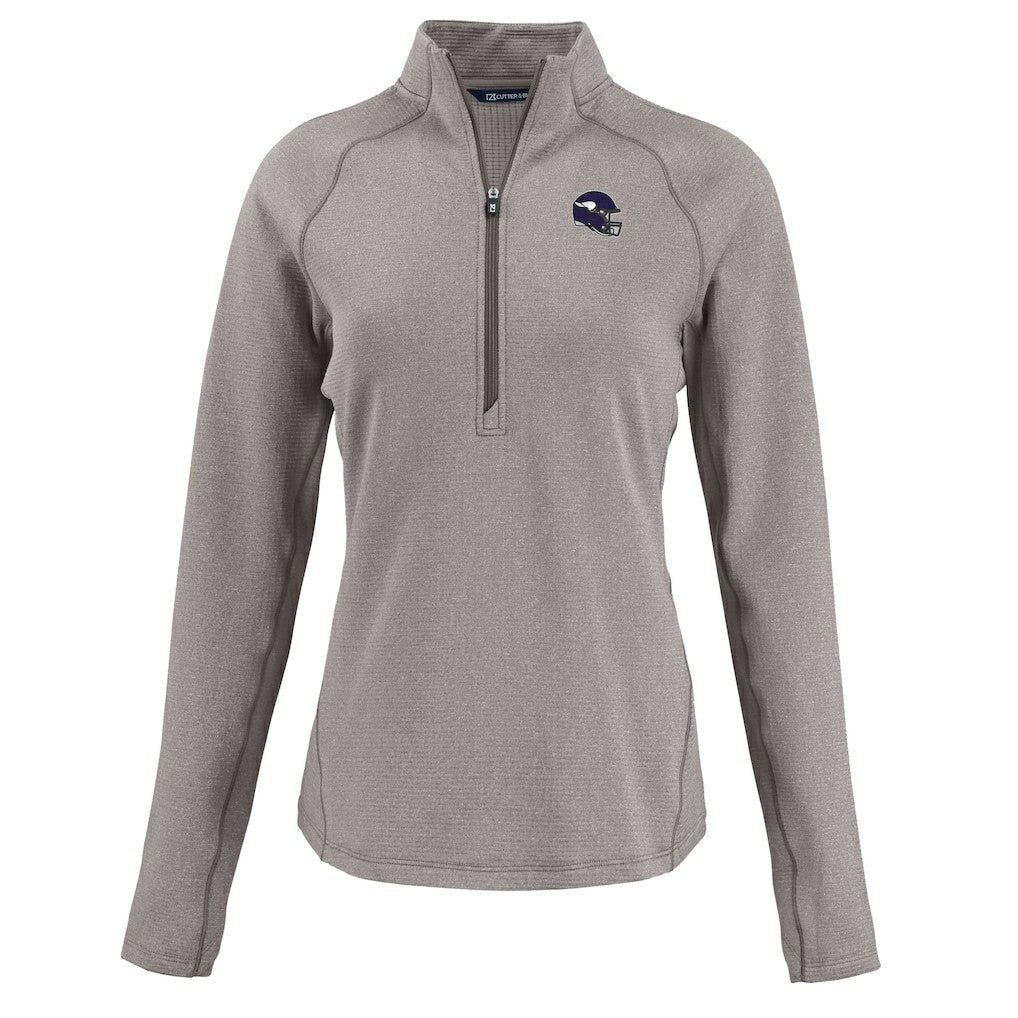 Minnesota Vikings Cutter & Buck Women's Peshastin Eco Fleece Recycled Tri-Blend Raglan Half-Zip Jacket Heather Gray - NFL