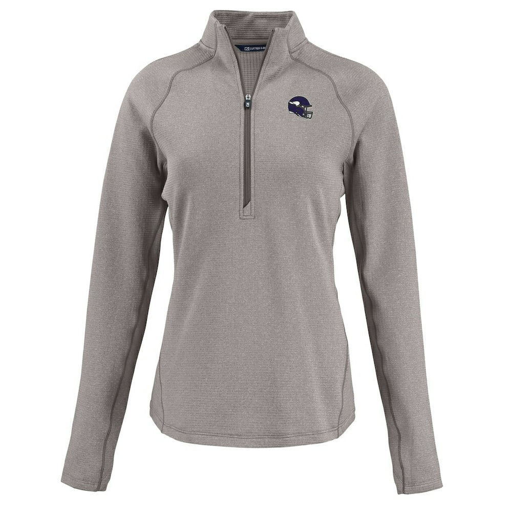 Minnesota Vikings Cutter & Buck Women's Peshastin Eco Fleece Recycled Tri-Blend Raglan Half-Zip Jacket Heather Gray - NFL