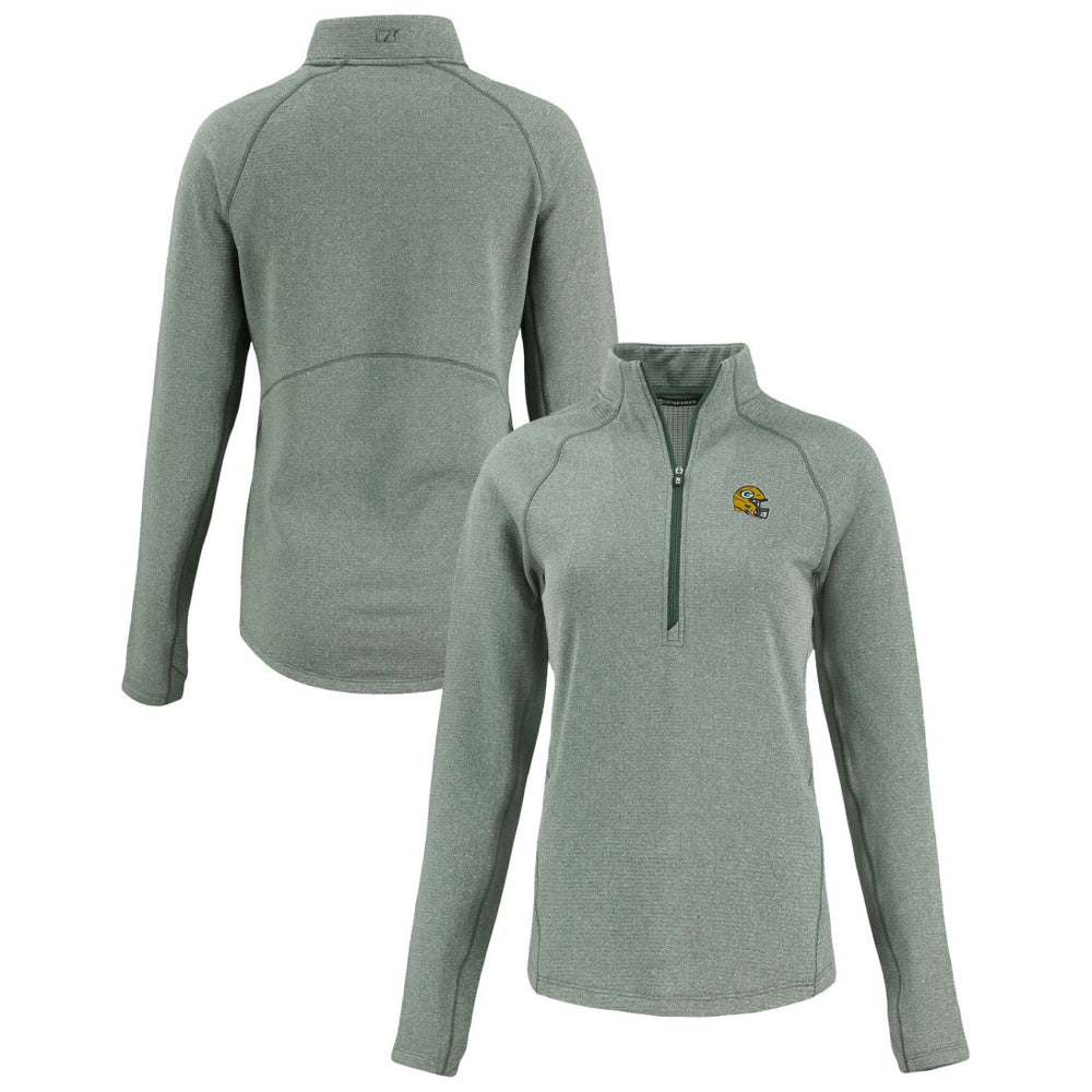 Green Bay Packers Cutter & Buck Women's Peshastin Eco Fleece Recycled Tri-Blend Raglan Half-Zip Jacket Heather Green - NFL