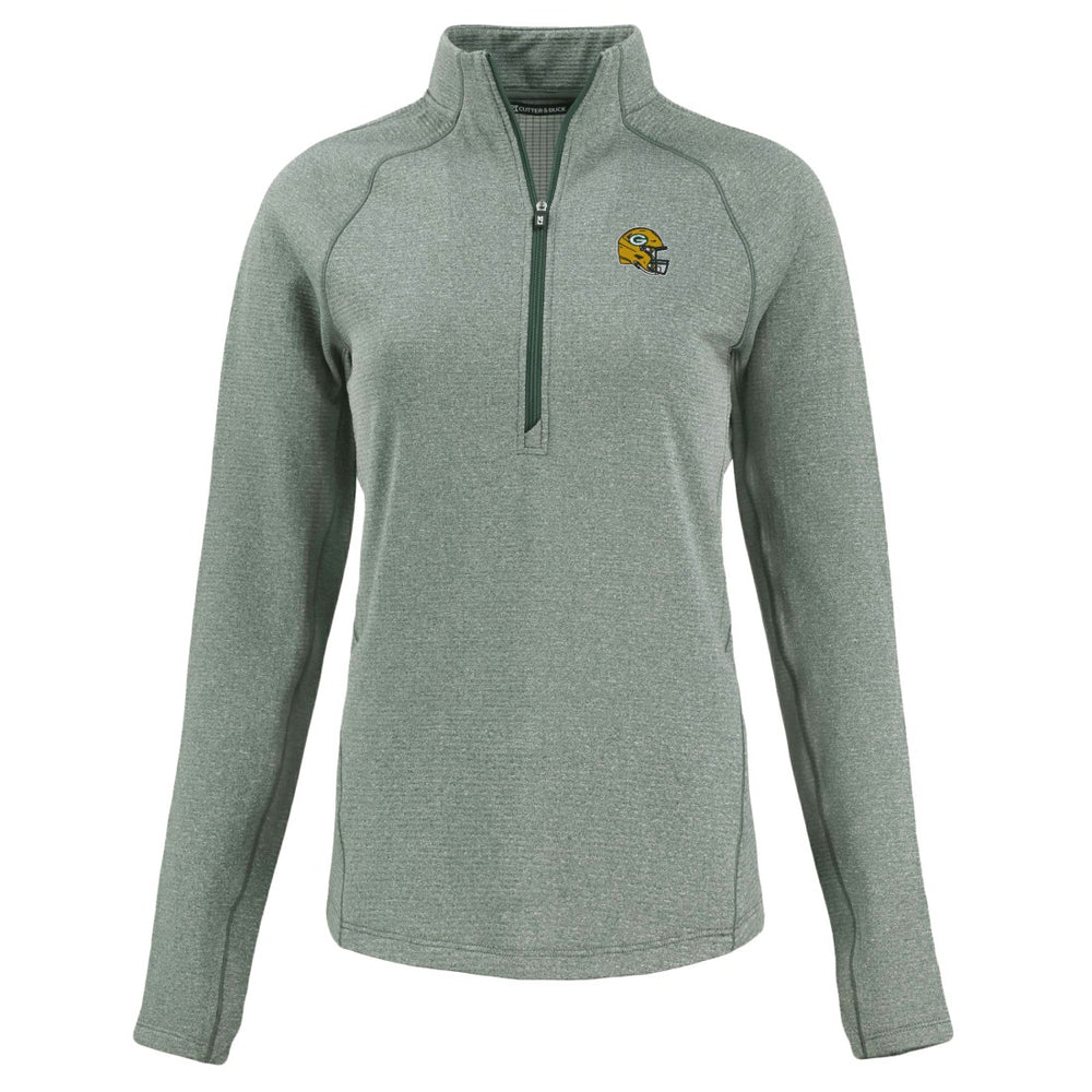 Green Bay Packers Cutter & Buck Women's Peshastin Eco Fleece Recycled Tri-Blend Raglan Half-Zip Jacket Heather Green - NFL