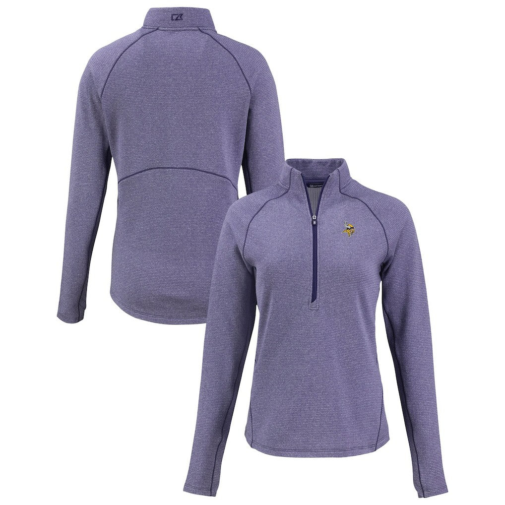 Minnesota Vikings Cutter & Buck Women's Peshastin Eco Fleece Recycled Tri-Blend Raglan Half-Zip Jacket Heather Purple - NFL