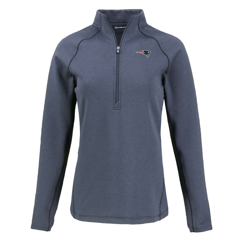 New England Patriots Cutter & Buck Women's Peshastin Eco Fleece Recycled Tri-Blend Raglan Half-Zip Jacket Heather Navy - NFL