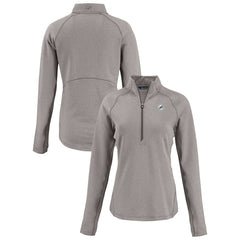 Miami Dolphins Cutter & Buck Women's Peshastin Eco Fleece Recycled Tri-Blend Raglan Half-Zip Jacket Heather Gray - NFL