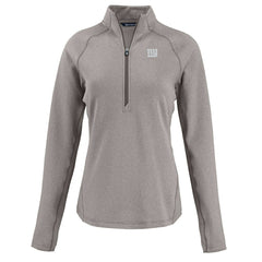 New York Giants Cutter & Buck Women's Peshastin Eco Fleece Recycled Tri-Blend Raglan Half-Zip Jacket Heather Gray - NFL