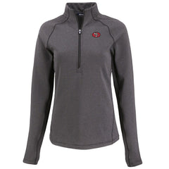 San Francisco 49ers Cutter & Buck Women's Peshastin Eco Fleece Recycled Tri-Blend Raglan Half-Zip Jacket Heather Black - NFL