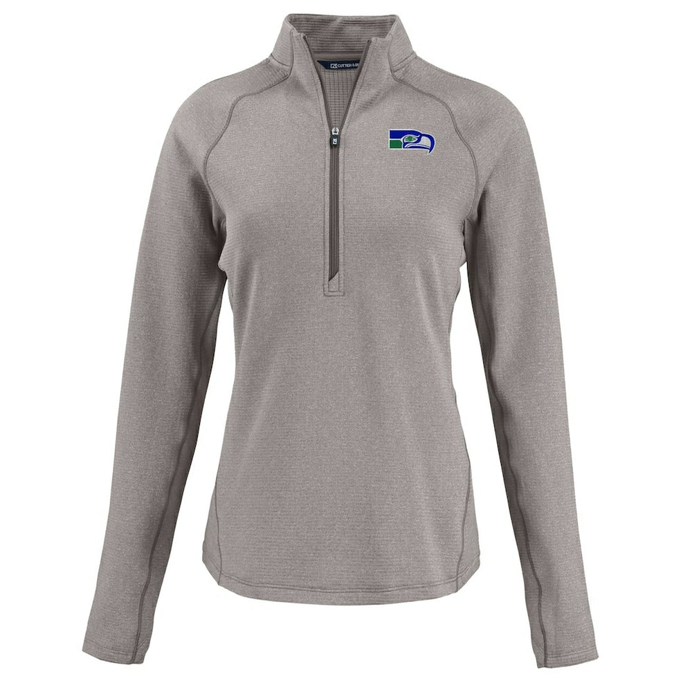 Seattle Seahawks Cutter & Buck Women's Peshastin Eco Fleece Recycled Tri-Blend Raglan Half-Zip Jacket Heather Gray - NFL