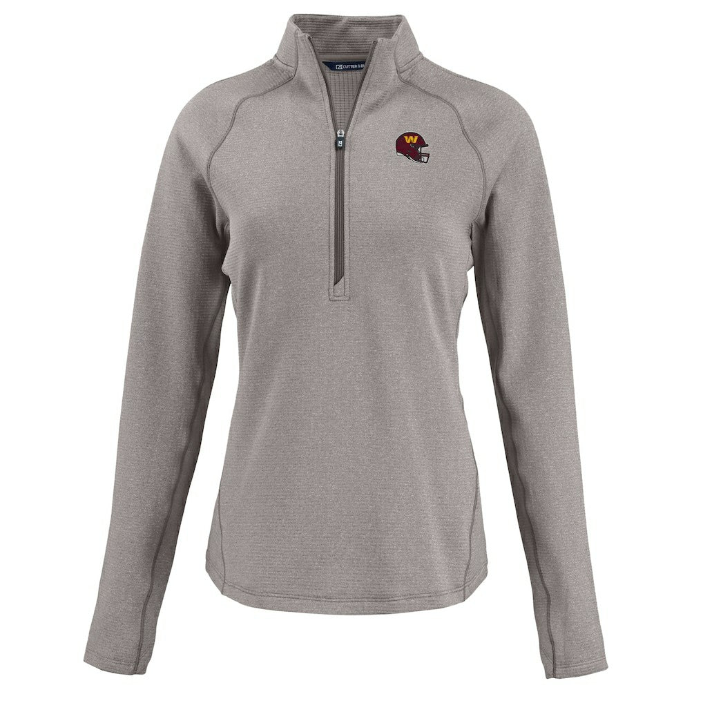 Washington Commanders Cutter & Buck Women's Peshastin Eco Fleece Recycled Tri-Blend Raglan Half-Zip Jacket Heather Gray - NFL