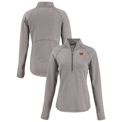 Washington Commanders Cutter & Buck Women's Peshastin Eco Fleece Recycled Tri-Blend Raglan Half-Zip Jacket Heather Gray - NFL