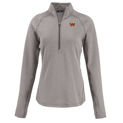 Washington Commanders Cutter & Buck Women's Peshastin Eco Fleece Recycled Tri-Blend Raglan Half-Zip Jacket Heather Gray - NFL
