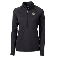 Miami Dolphins Cutter & Buck Women's DryTec Adapt Eco Knit Stretch Recycled Raglan Half-Zip Top Black - NFL