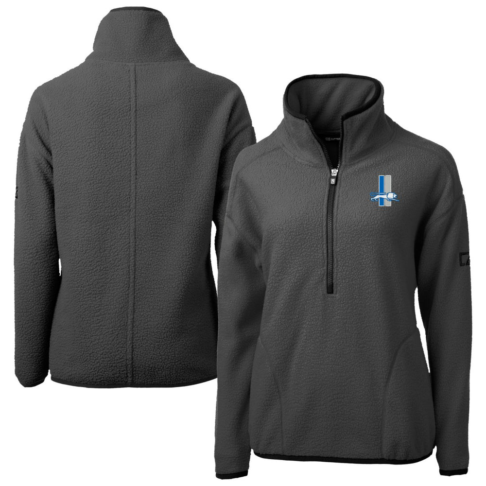 Detroit Lions Cutter & Buck Women's Historic Cascade Eco Sherpa Fleece Half-Zip Jacket Charcoal - NFL