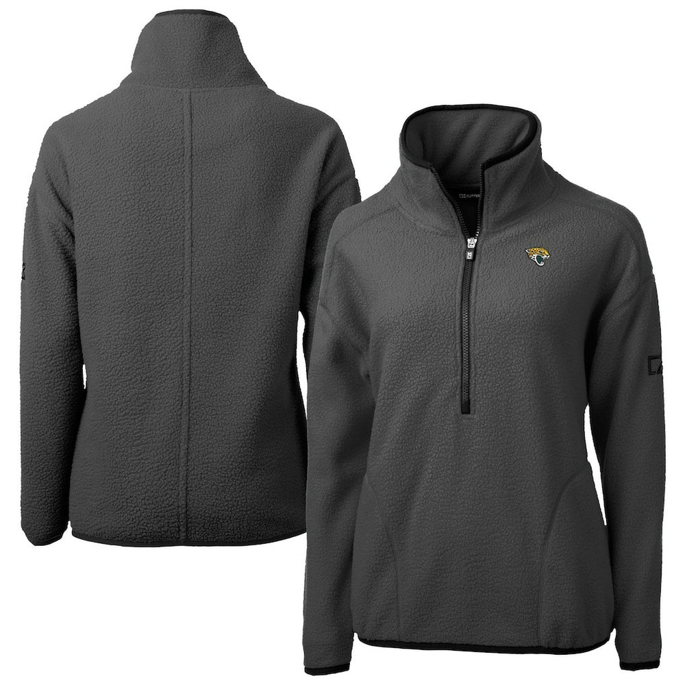 Jacksonville Jaguars Cutter & Buck Women's Cascade Eco Sherpa Fleece Half-Zip Jacket Charcoal - NFL
