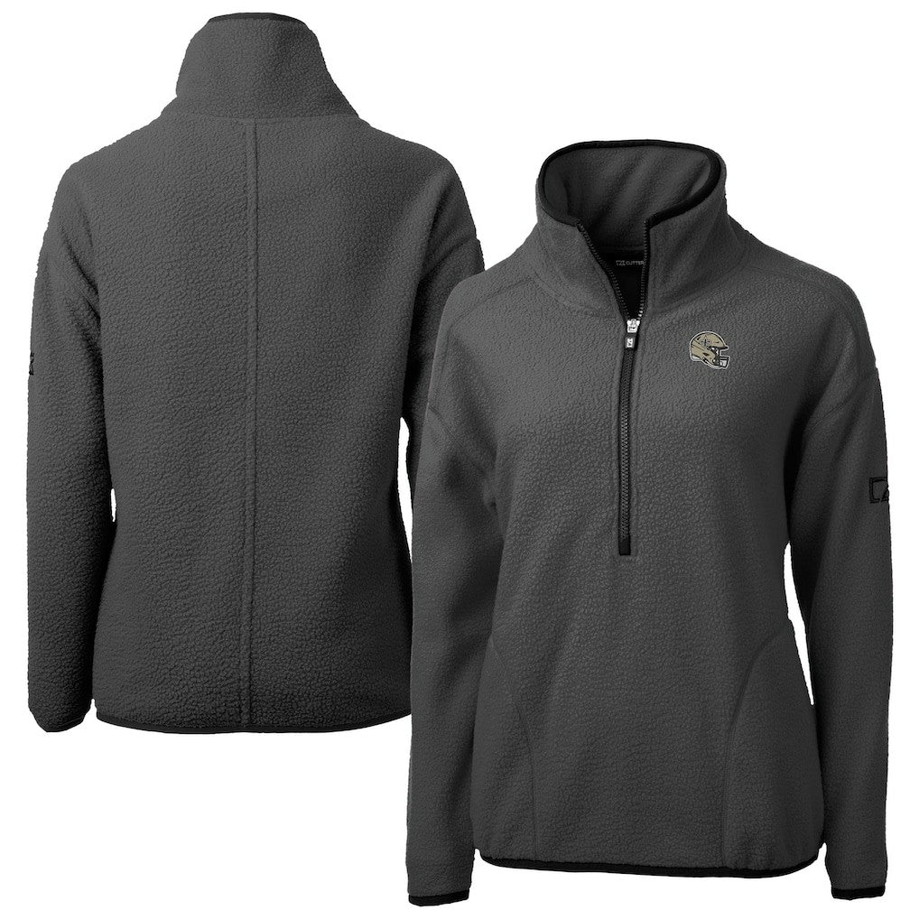 New Orleans Saints Cutter & Buck Women's Helmet Cascade Eco Sherpa Fleece Half-Zip Jacket Charcoal - NFL