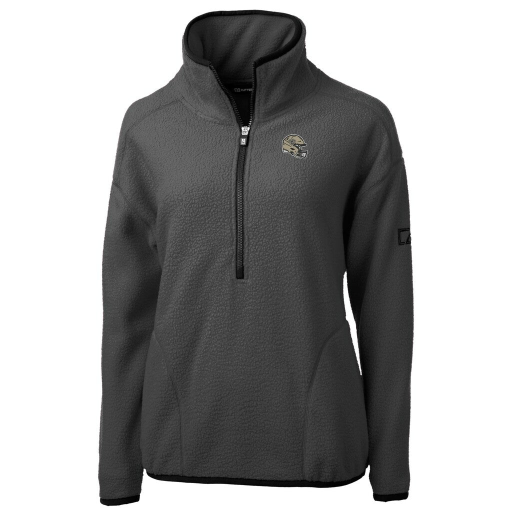 New Orleans Saints Cutter & Buck Women's Helmet Cascade Eco Sherpa Fleece Half-Zip Jacket Charcoal - NFL