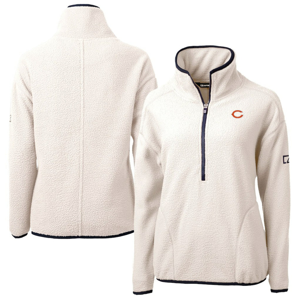 Chicago Bears Cutter & Buck Women's Cascade Eco Sherpa Fleece Half-Zip Jacket Oatmeal - NFL