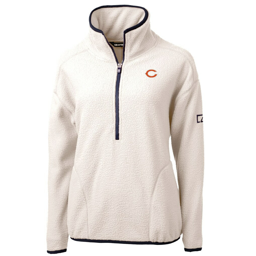 Chicago Bears Cutter & Buck Women's Cascade Eco Sherpa Fleece Half-Zip Jacket Oatmeal - NFL