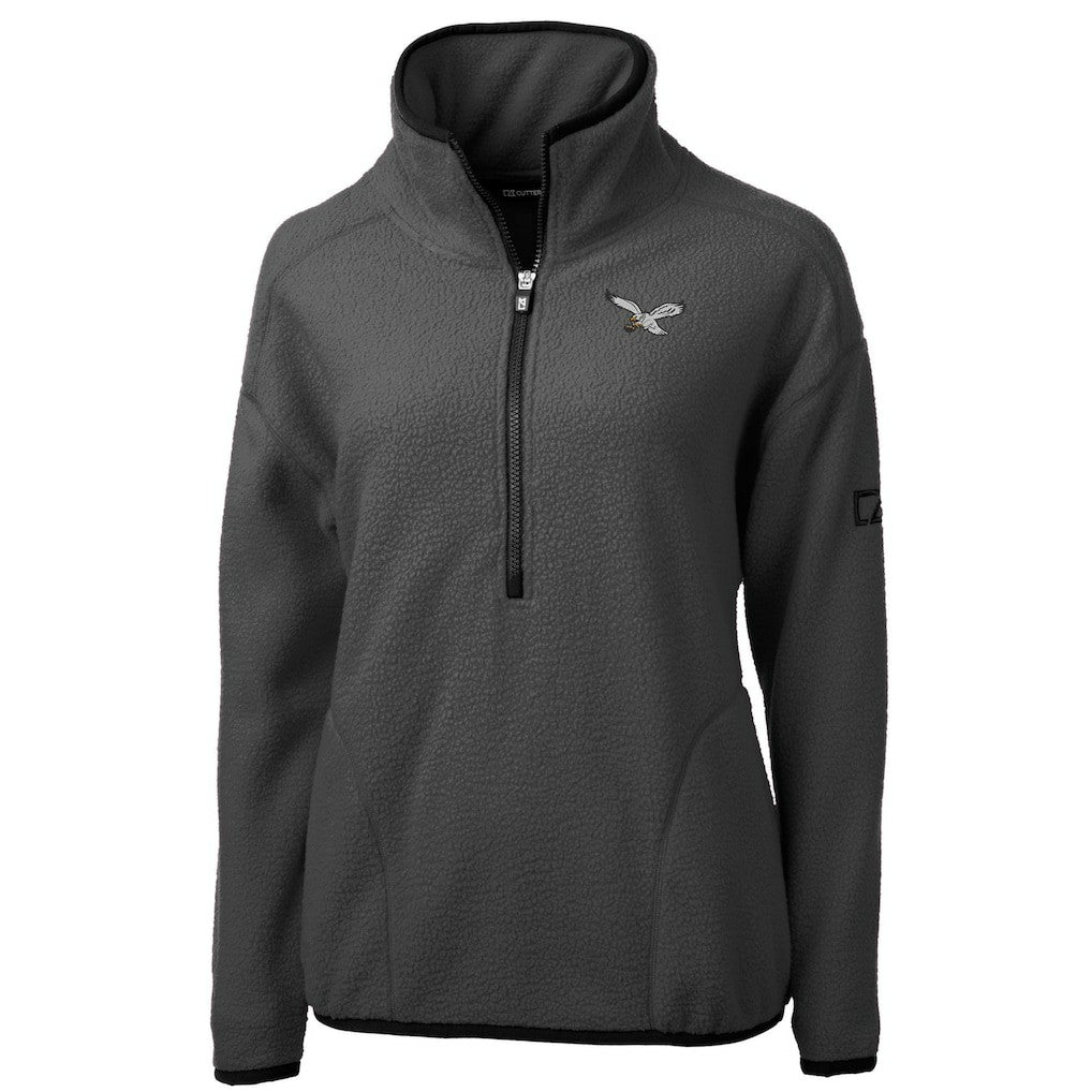 Philadelphia Eagles Cutter & Buck Women's Historic Cascade Eco Sherpa Fleece Half-Zip Jacket Charcoal - NFL