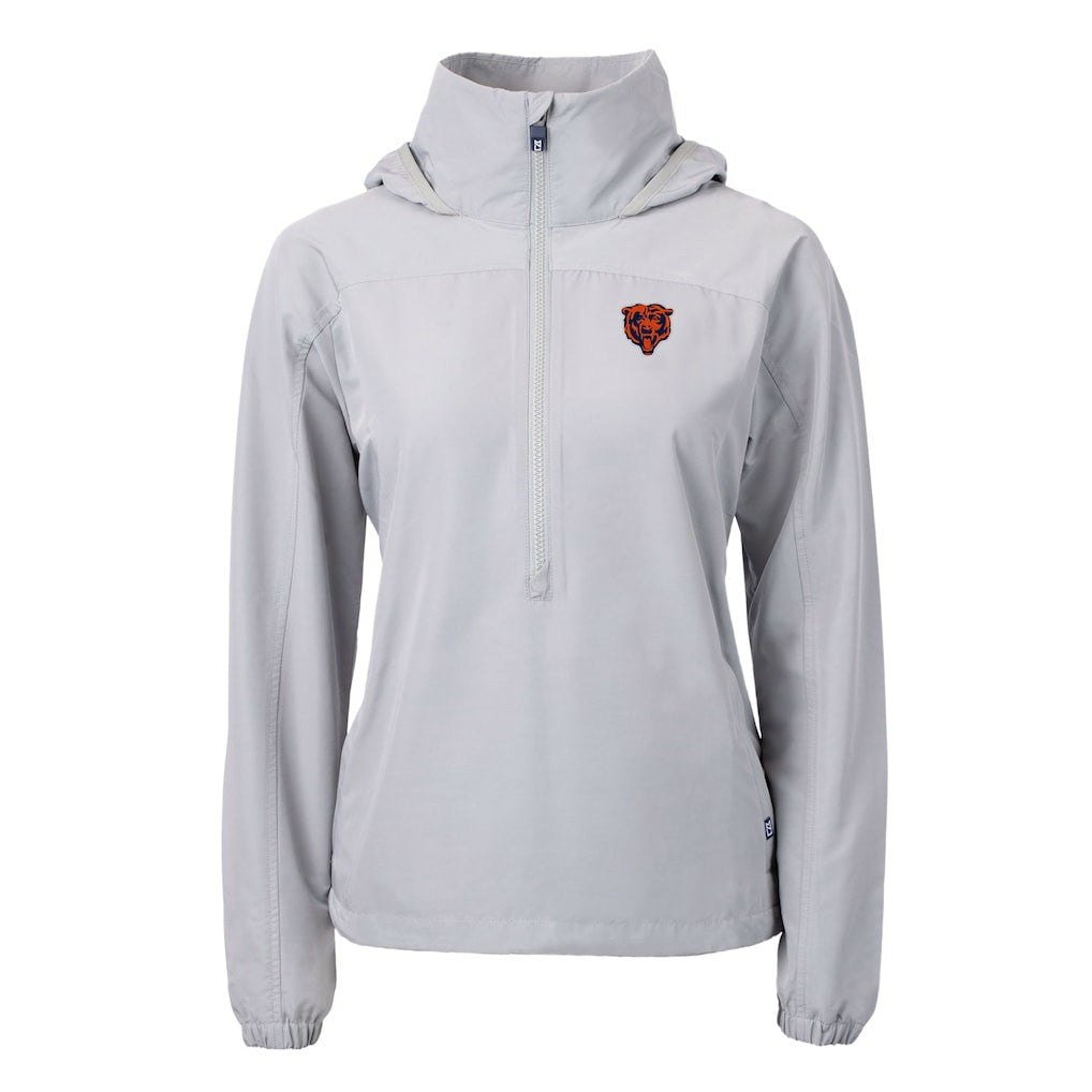 Chicago Bears Cutter & Buck Women's Charter Eco Recycled Half-Zip Hooded Anorak Jacket Gray - NFL
