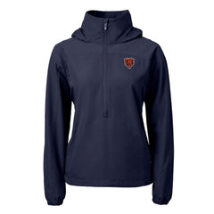Chicago Bears Cutter & Buck Women's Charter Eco Recycled Half-Zip Hooded Anorak Jacket Navy - NFL