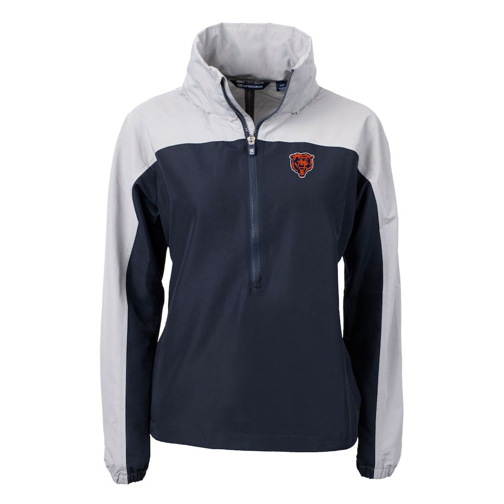 Chicago Bears Cutter & Buck Women's Charter Eco Recycled Half-Zip Hooded Anorak Jacket Navy - NFL
