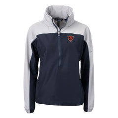 Chicago Bears Cutter & Buck Women's Charter Eco Recycled Half-Zip Hooded Anorak Jacket Navy - NFL