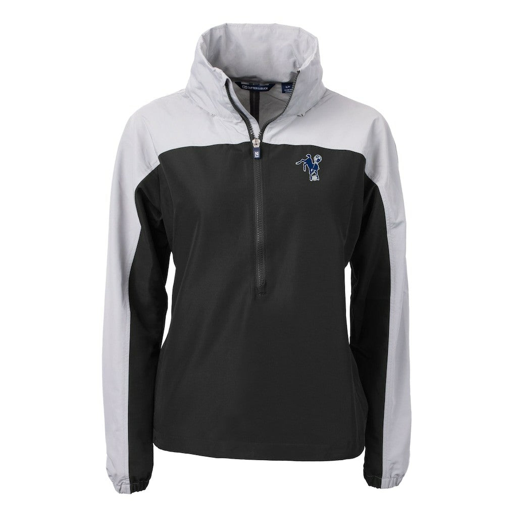 Indianapolis Colts Cutter & Buck Women's Charter Eco Recycled Half-Zip Hooded Anorak Jacket Black - NFL