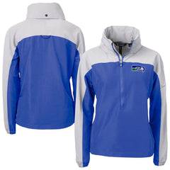 Seattle Seahawks Cutter & Buck Women's Charter Eco Recycled Half-Zip Hooded Anorak Jacket Blue - NFL