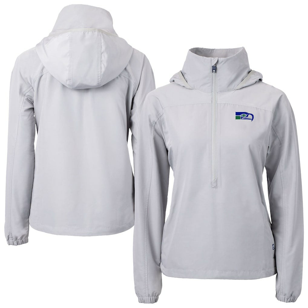 Seattle Seahawks Cutter & Buck Women's Charter Eco Recycled Half-Zip Hooded Anorak Jacket Gray - NFL