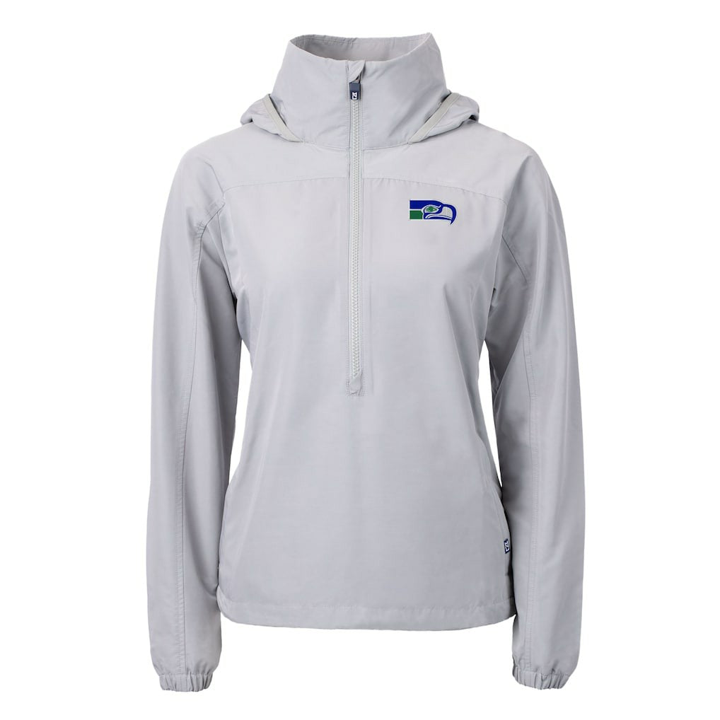 Seattle Seahawks Cutter & Buck Women's Charter Eco Recycled Half-Zip Hooded Anorak Jacket Gray - NFL