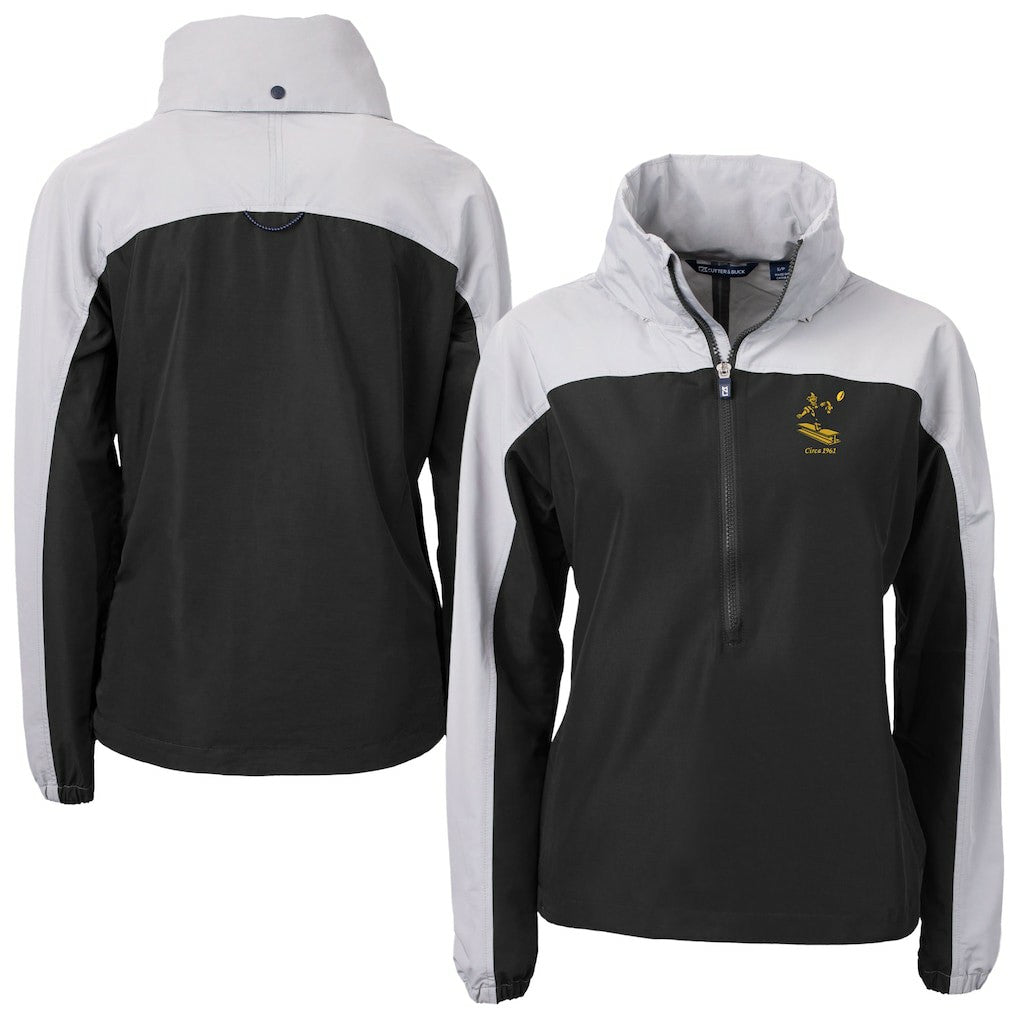 Pittsburgh Steelers Cutter & Buck Women's Charter Eco Recycled Half-Zip Hooded Anorak Jacket Black - NFL