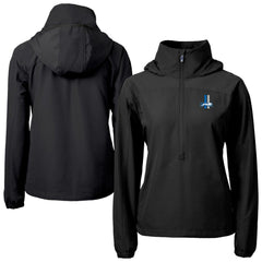 Detroit Lions Cutter & Buck Women's Charter Eco Recycled Half-Zip Hooded Anorak Jacket Black - NFL