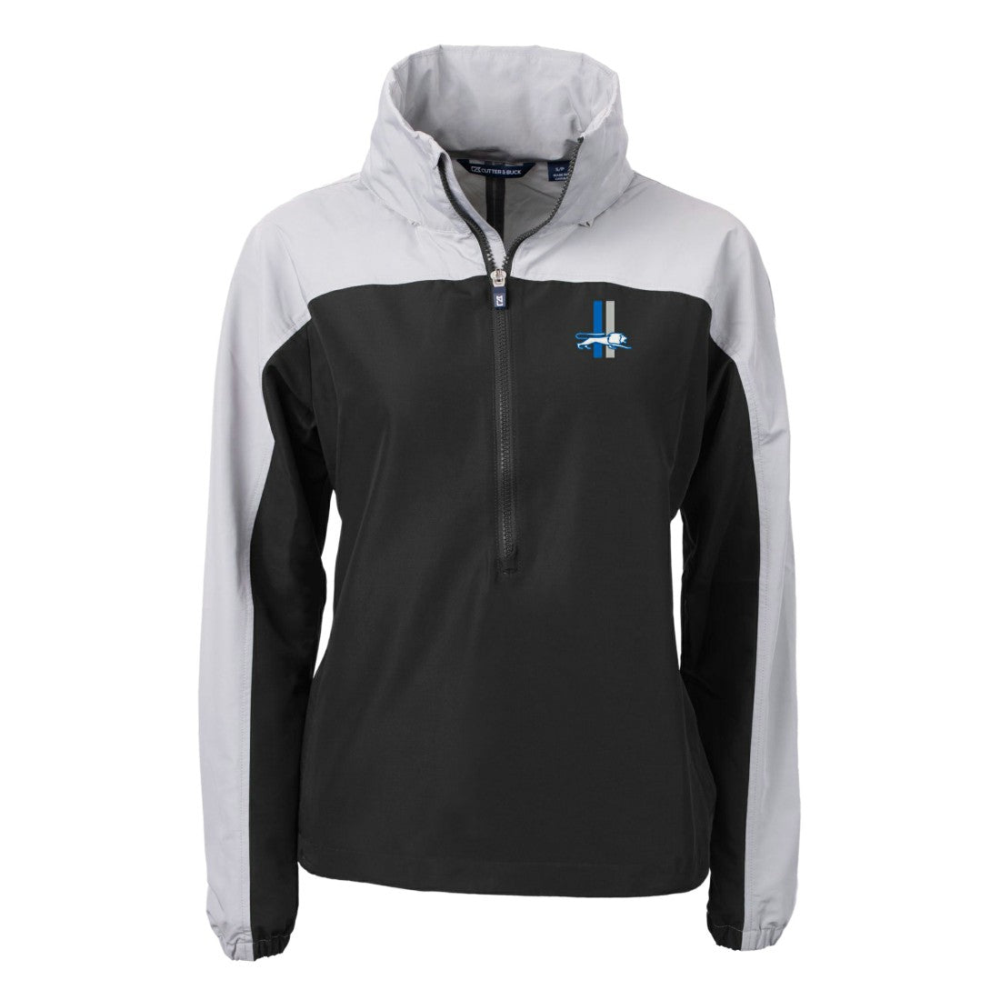 Detroit Lions Cutter & Buck Women's Charter Eco Recycled Half-Zip Hooded Anorak Jacket Black - NFL