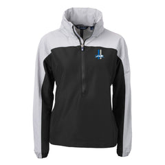 Detroit Lions Cutter & Buck Women's Charter Eco Recycled Half-Zip Hooded Anorak Jacket Black - NFL